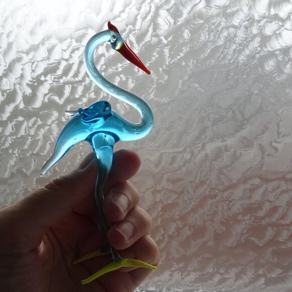 Vintage Glass Bird Figurine Stork - Picture 2 of 5